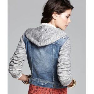 Free People Denim and Knit Hoodie Jacket